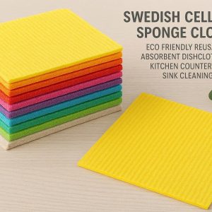 11 Swedish Cellulose Sponge Cloths Eco Friendly Reusable Absorbent Dishcloths For Kitchen Countertops Sink Cleaning Set of 10