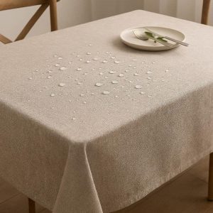 17 Waterproof Spillproof Linen Tablecloth Wrinkle Free Heavy Weight Fabric Table Cover For Dining Room Kitchen Decor