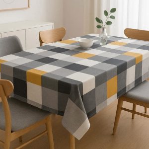 21 Modern Geometric Checkered Tablecloth Dustproof Washable Polyester Fabric Table Cover For Kitchen Dining Room