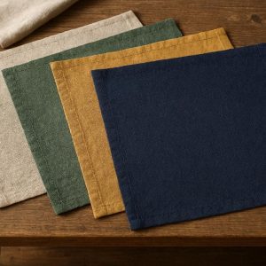 Heavy Duty Linen Placemats Solid Color Farmhouse Style Washable Fabric Table Mats For Kitchen Everyday Dining