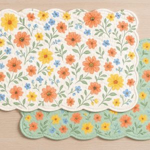 8 Reversible Quilted Cotton Placemats Floral Pattern Washable Soft Fabric Table Mats For Spring Summer Kitchen Decor