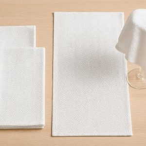 Lint Free Kitchen Towels Herringbone Pattern Flat Weave Cotton Dishcloths For Glassware Restaurant Bar Glass Towels