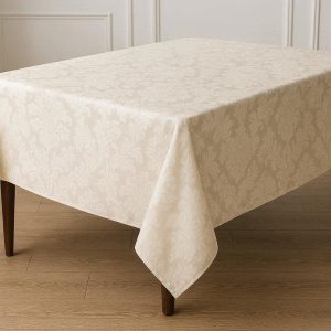 Elegant Jacquard Damask Tablecloth Textured Wrinkle Resistant Polyester Fabric Table Cover For Wedding Holiday Parties
