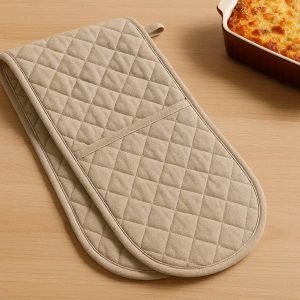 Double Oven Mitt Heat Resistant Long Pocket Baking Glove Thick Cotton Fabric Casserole Holder For Kitchen Serving
