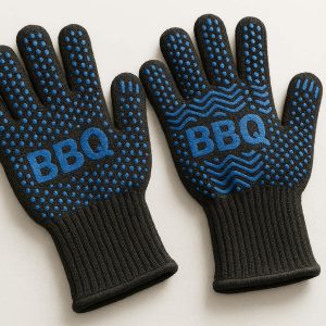 Arramid Fiber Heat Resistant BBQ Gloves Non Slip Silicone Textured Grill Gloves For Cooking Smoker Baking Fireplace